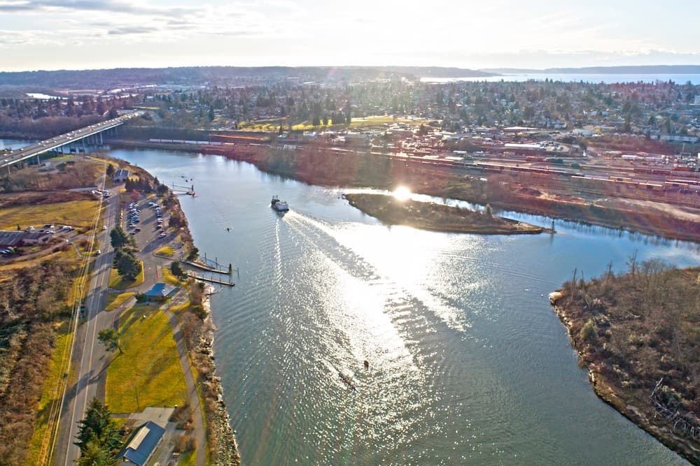 Everett Washington Snohomish River Aerial View